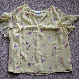 Yellow and Floral Blouse